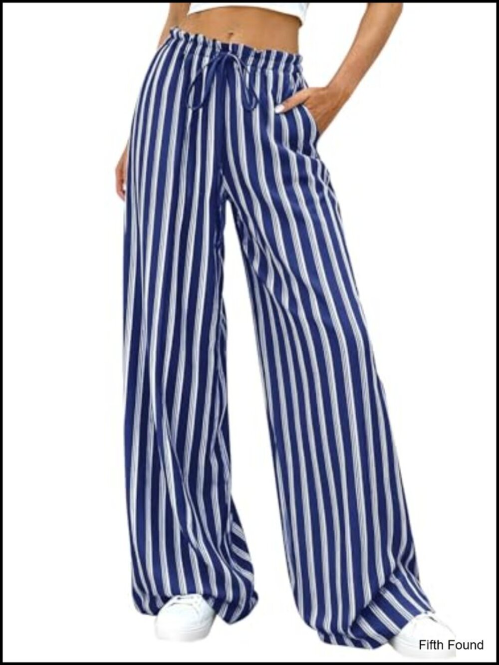 High Waisted Wide Leg Palazzo Pants with Pockets Striped Lounge Trousers